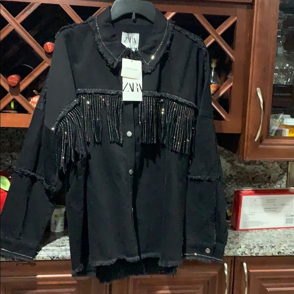 shiny fringe jacket